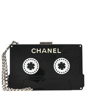 Chanel 2004 Black Acrylic Cassette Tape Clutch Bag 04P