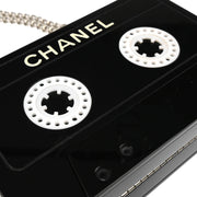 Chanel 2004 Black Acrylic Cassette Tape Clutch Bag 04P