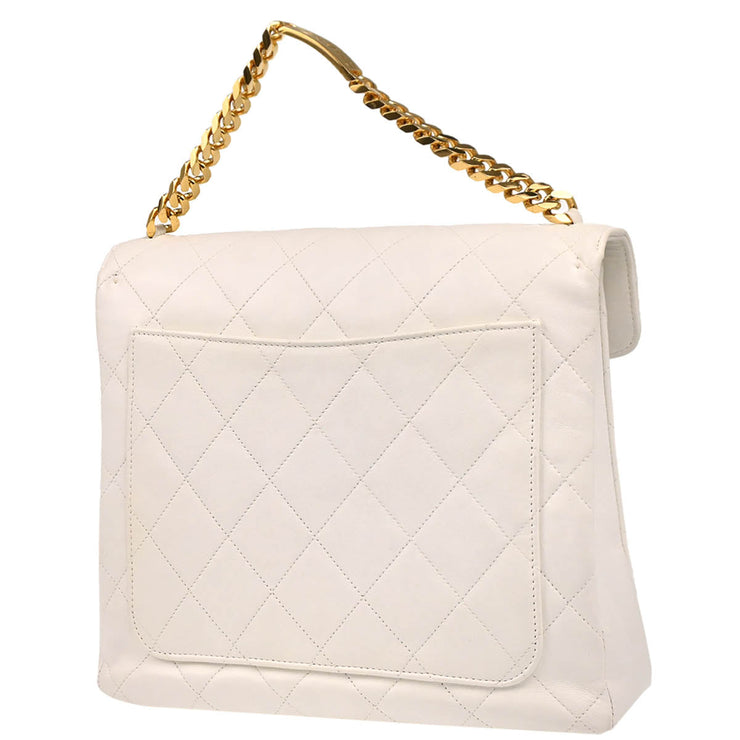 Chanel 1996-1997 White Lambskin Chain Handbag