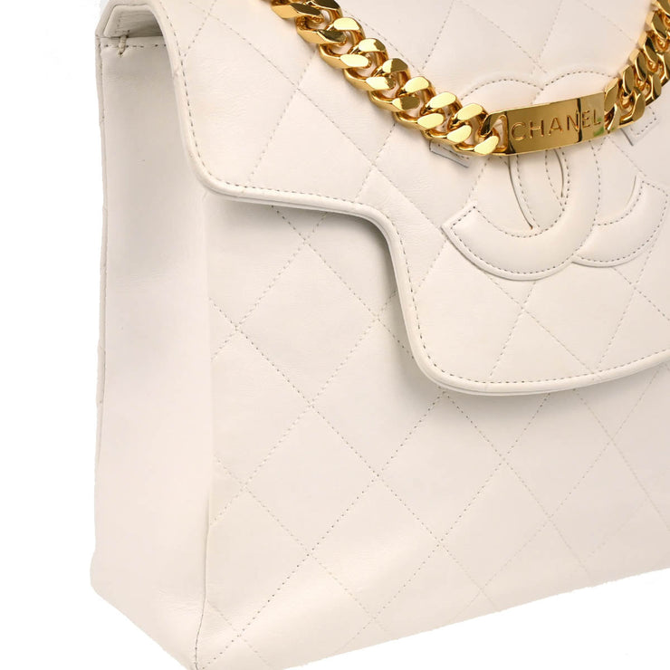 Chanel 1996-1997 White Lambskin Chain Handbag