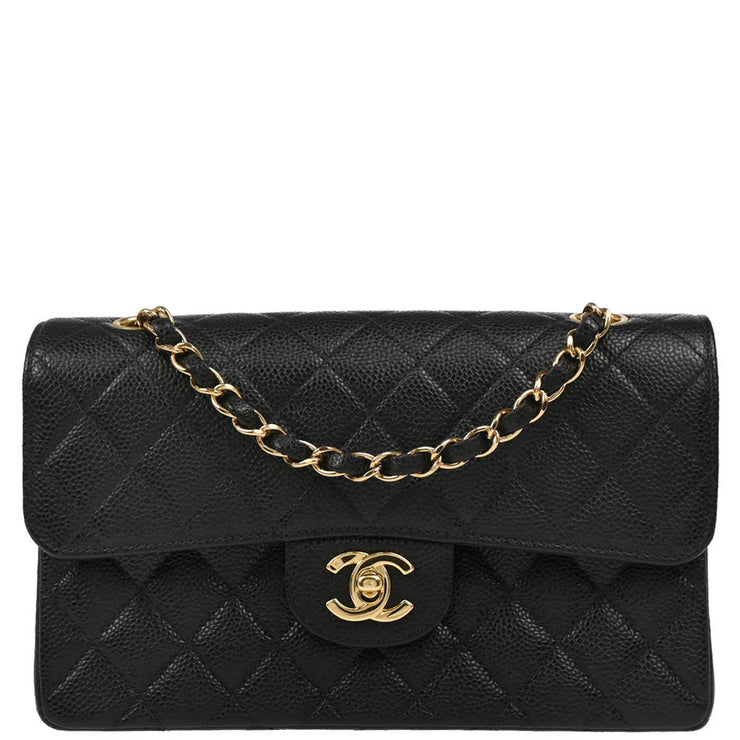 Chanel 2001-2003 Black Caviar Small Classic Double Flap Shoulder Bag