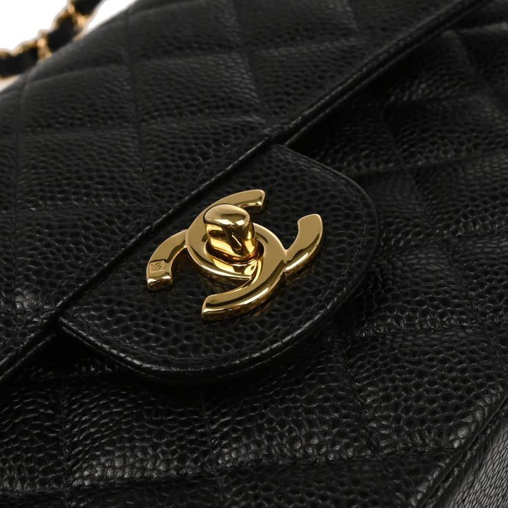 Chanel 2001-2003 Black Caviar Small Classic Double Flap Shoulder Bag