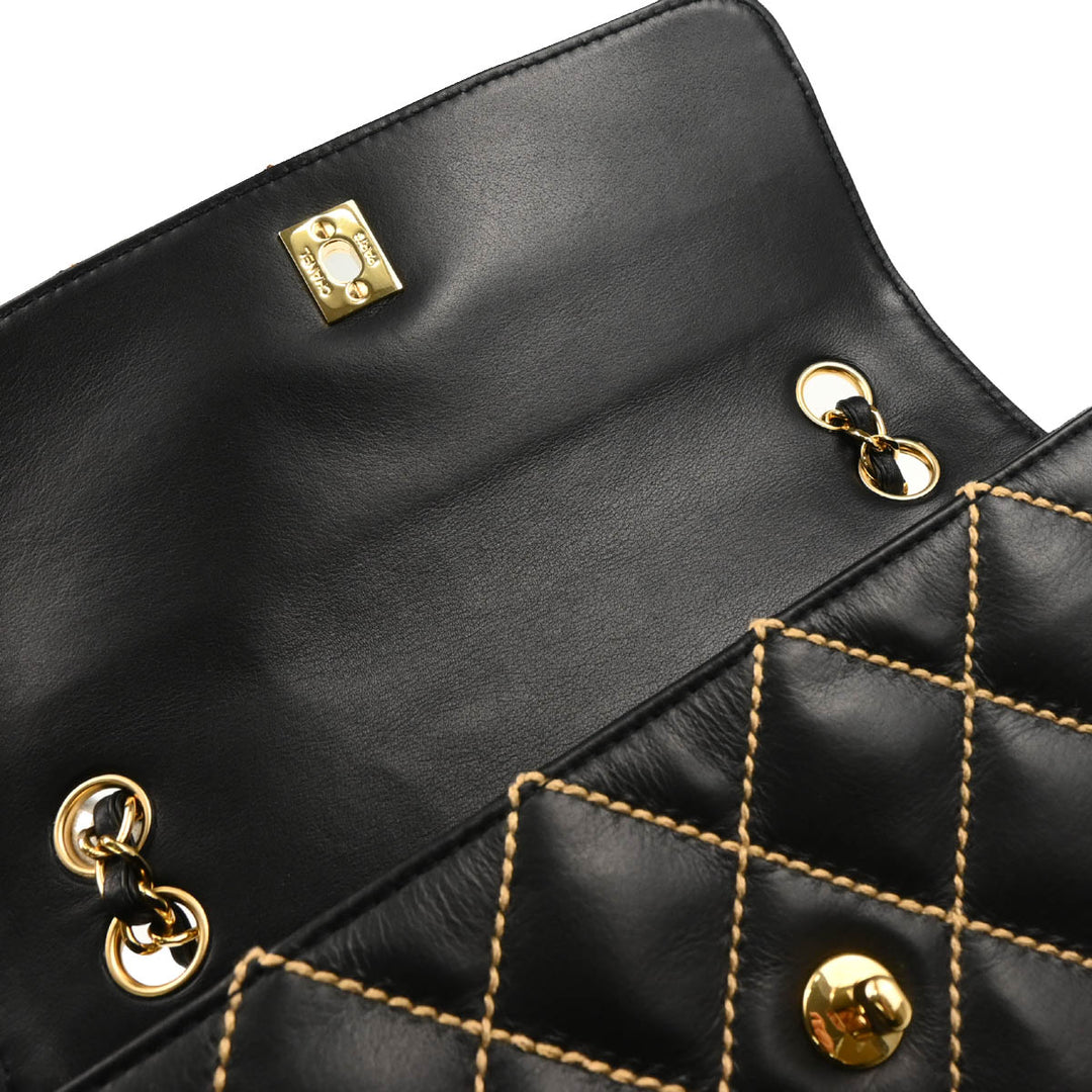 適切な価格 2001-2003 Chanel Black Flap Straight Stitch Wild Calfskin ミュージシャン