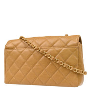 Chanel 2003-2004 Beige Caviar Straight Flap Shoulder Bag