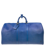 Louis Vuitton 1995 Blue Epi Keepall 55 Travel Handbag M42955