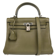 Hermes 2009 Olive Green Swift Kelly 25 Retourne 2way Shoulder Handbag