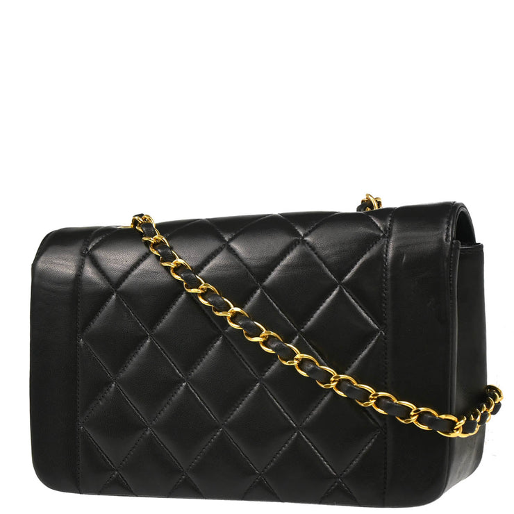 Chanel 1996-1997 Black Lambskin Small Diana Shoulder Bag