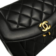 Chanel 1996-1997 Black Lambskin Small Diana Shoulder Bag