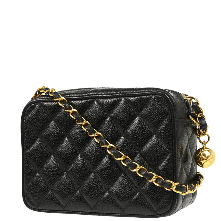 Chanel 1997-1999 Black Caviar Camera Bag Mini