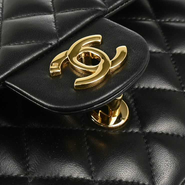 Chanel 2003-2004 Black Lambskin Medium Classic Double Flap Shoulder Bag