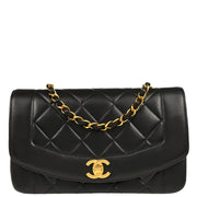 Chanel 1994-1996 Black Lambskin Small Diana Shoulder Bag