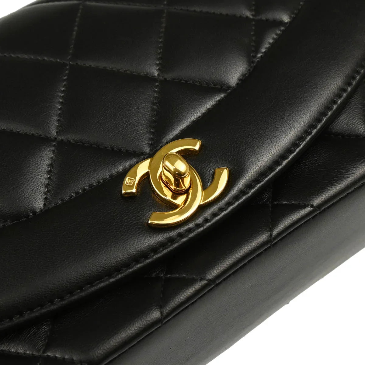 Chanel 1994-1996 Black Lambskin Small Diana Shoulder Bag