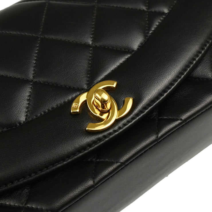 Chanel 1994-1996 Black Lambskin Small Diana Shoulder Bag