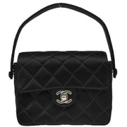 Chanel 1996-1997 Black Satin Mini Classic Square Flap Handbag