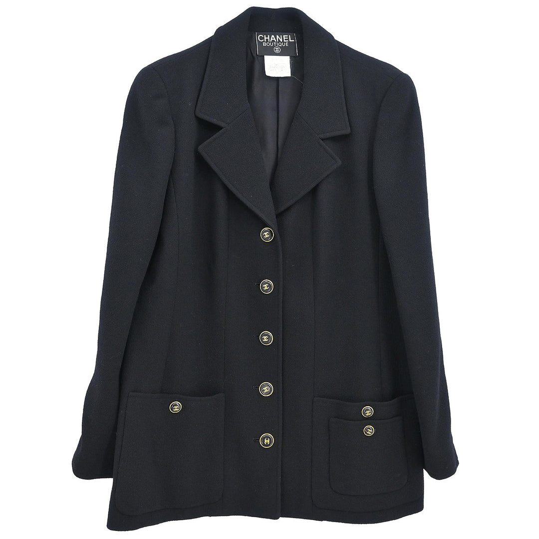 Chanel 1995 Single Breasted Jacket Black #44 – AMORE Vintage Chanel 1995 Single Breasted Jacket Black #44 – AMORE Vintage