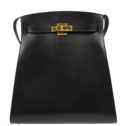 Hermes 1998 Black Box Calf Kelly Sport GM Shoulder Bag