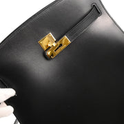 Hermes 1998 Black Box Calf Kelly Sport GM Shoulder Bag