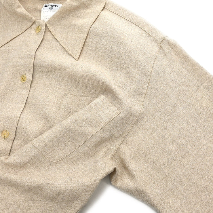 Chanel 1998 Blouse Shirt Beige #38