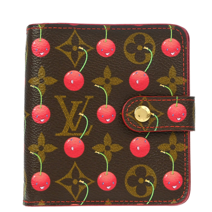 Louis Vuitton 2005 Monogram Cherry Compact Zip Wallet M95005