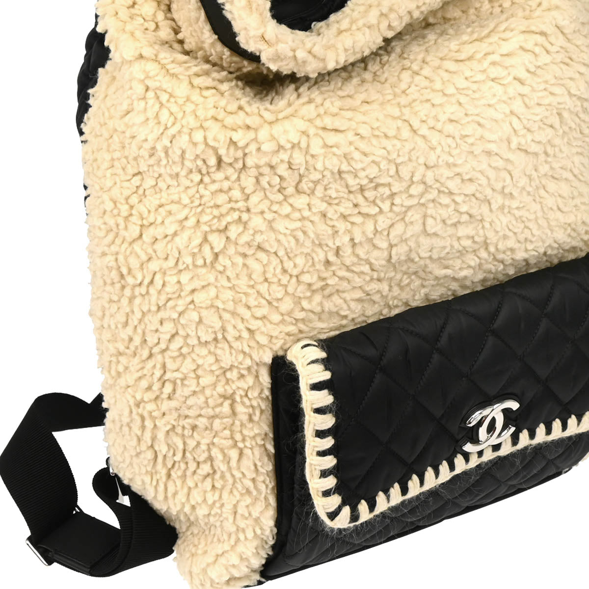 Chanel 2018-2019 White Black Wool Nylon 2way Backpack