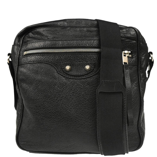 Balenciaga Black Leather Messenger Shoulder Bag