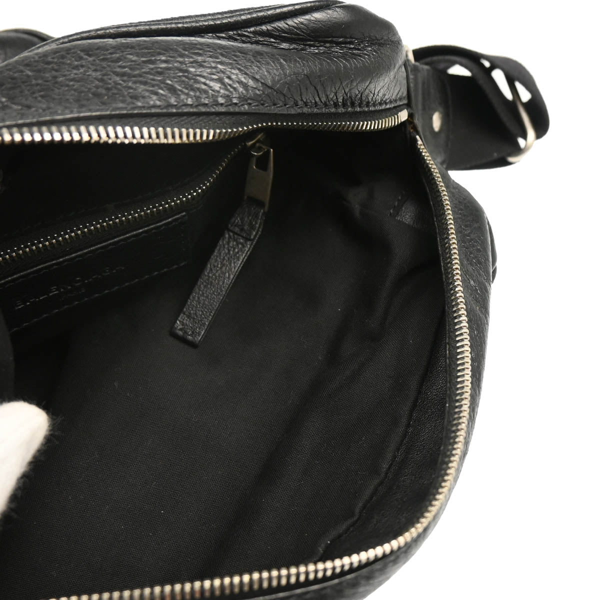 Balenciaga Black Leather Messenger Shoulder Bag