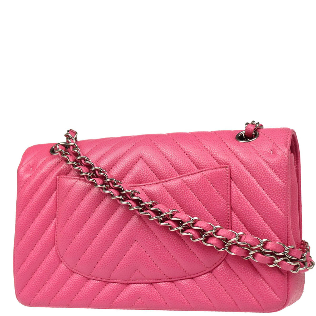 Chanel 2019 Pink Calfskin Caviar Medium Classic Double Flap Shoulder Bag