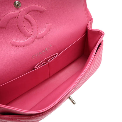 Chanel 2019 Pink Calfskin Caviar Medium Classic Double Flap Shoulder Bag