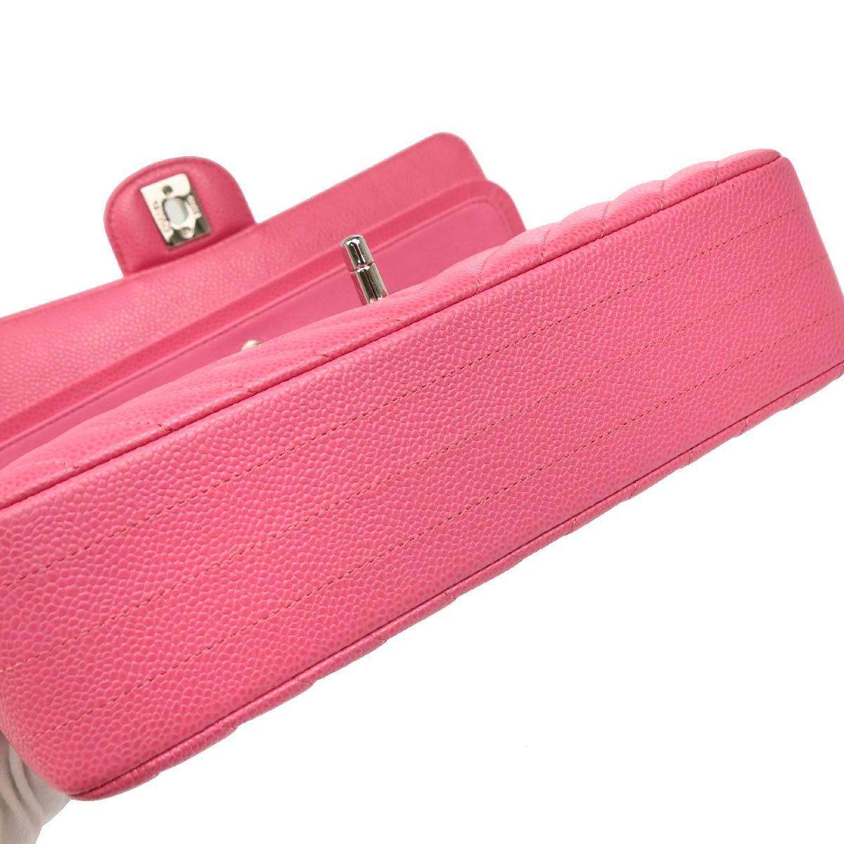 Chanel 2019 Pink Calfskin Caviar Medium Classic Double Flap Shoulder Bag