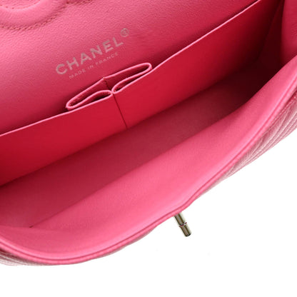 Chanel 2019 Pink Calfskin Caviar Medium Classic Double Flap Shoulder Bag