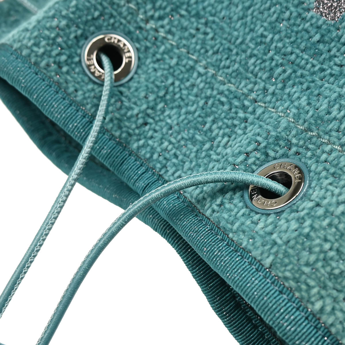 Chanel 2019 Green Fabric Deauville Drawstring Bucket Shoulder Bag