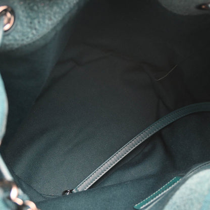 Chanel 2019 Green Fabric Deauville Drawstring Bucket Shoulder Bag