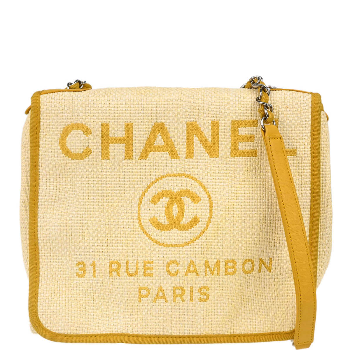 Chanel 2015-2016 Yellow Straw Deauville Shoulder Bag