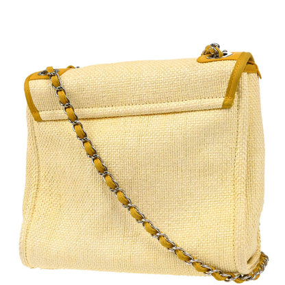 Chanel 2015-2016 Yellow Straw Deauville Shoulder Bag