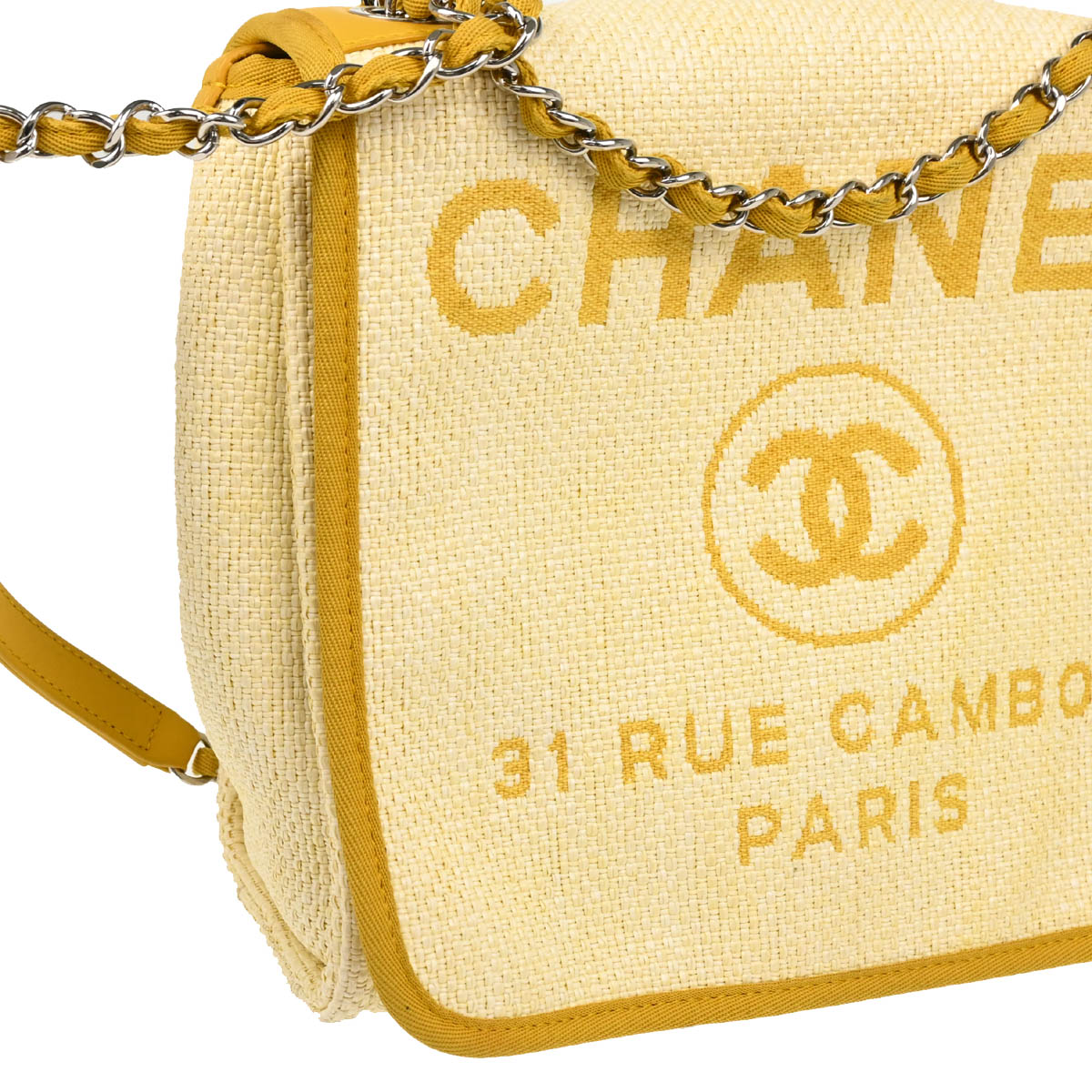 Chanel 2015-2016 Yellow Straw Deauville Shoulder Bag
