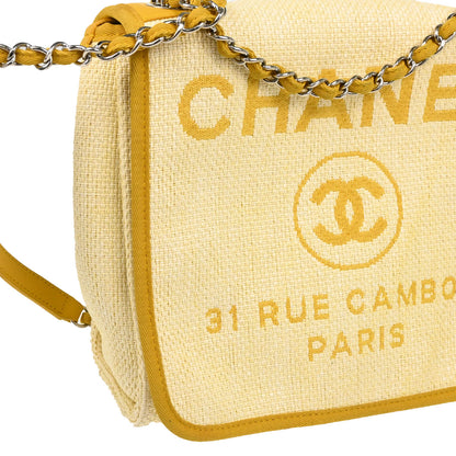 Chanel 2015-2016 Yellow Straw Deauville Shoulder Bag