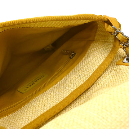 Chanel 2015-2016 Yellow Straw Deauville Shoulder Bag