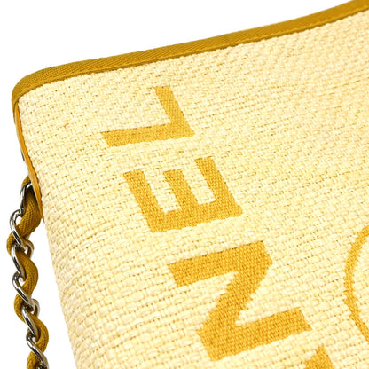 Chanel 2015-2016 Yellow Straw Deauville Shoulder Bag