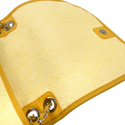 Chanel 2015-2016 Yellow Straw Deauville Shoulder Bag