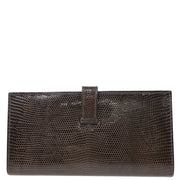 Hermes * 2008 Chocolat Lizard Bearn Soufre Bifold Long Wallet