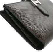 Hermes * 2008 Chocolat Lizard Bearn Soufre Bifold Long Wallet