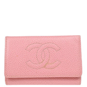 Chanel 2003-2004 Pink Caviar Six Hook Key Case Small Good