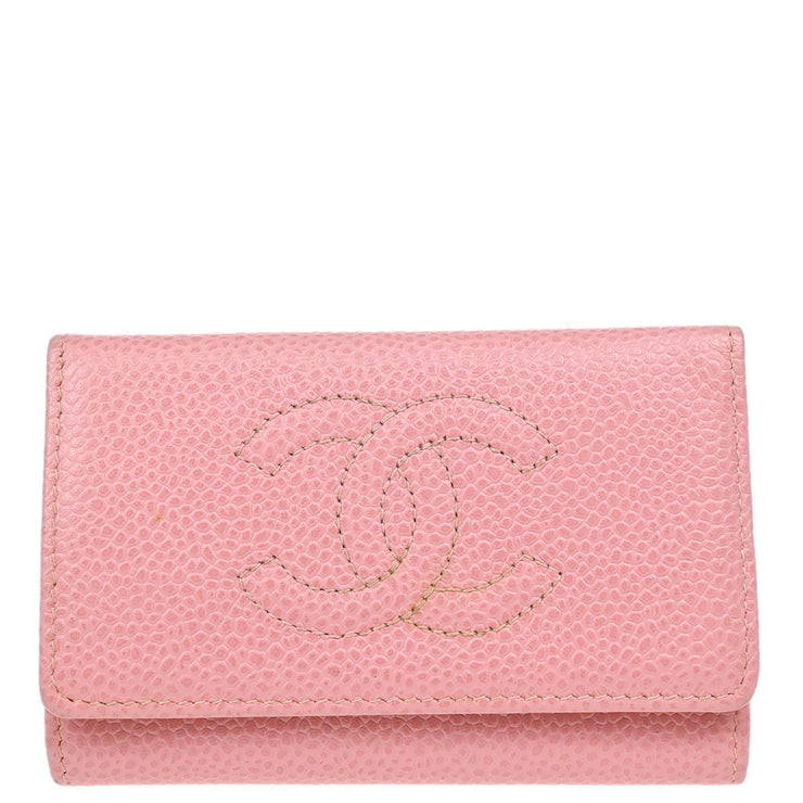 Chanel 2003-2004 Pink Caviar Six Hook Key Case Small Good