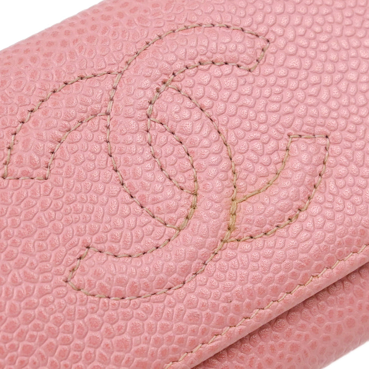 Chanel 2003-2004 Pink Caviar Six Hook Key Case Small Good