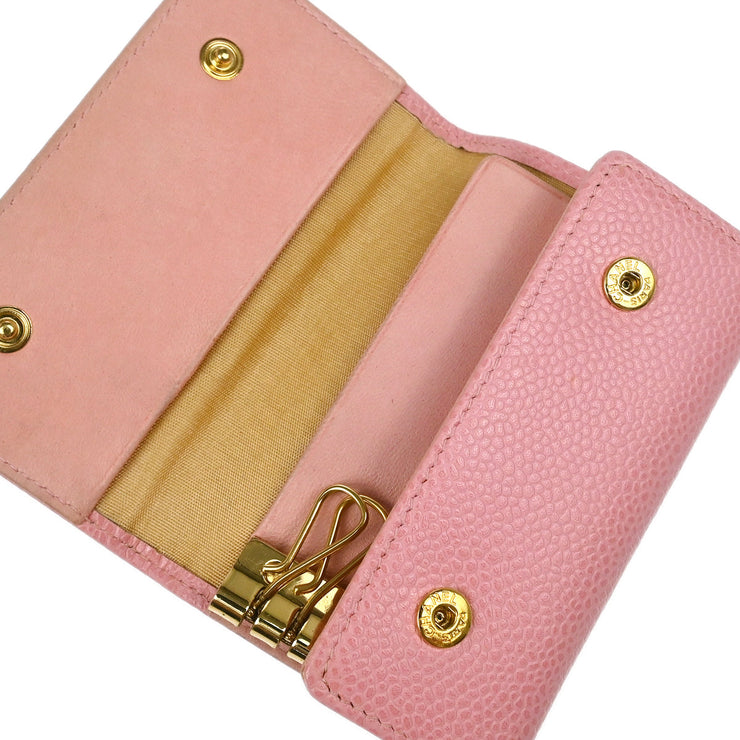 Chanel 2003-2004 Pink Caviar Six Hook Key Case Small Good