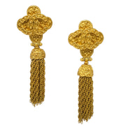 Chanel Fringe Dangle Earrings Clip-On Gold 94A