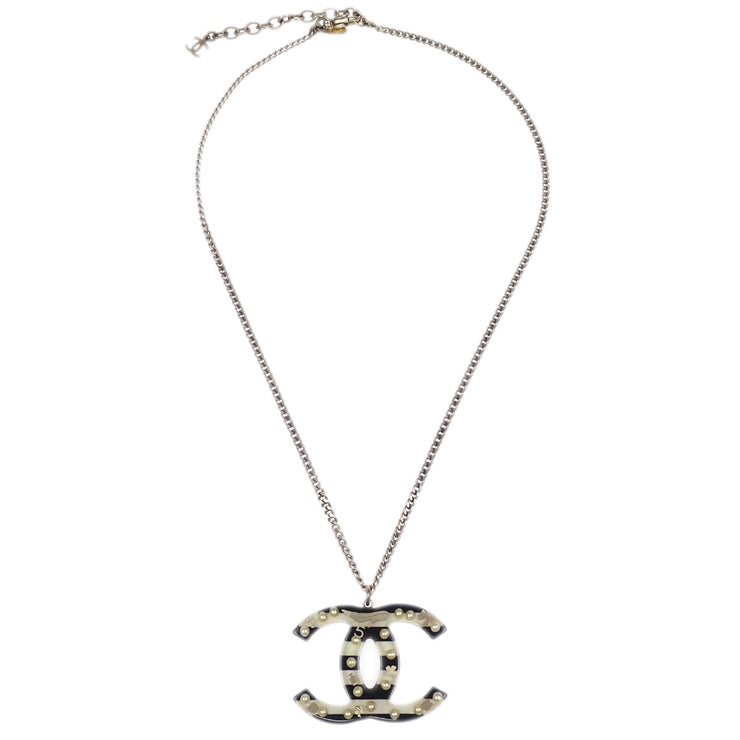 Chanel Chain Pendant Necklace Costume Pearl Gold 06A