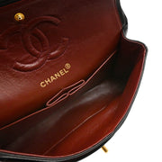 Chanel 1989-1991 Black Lambskin Small Classic Double Flap Shoulder Bag