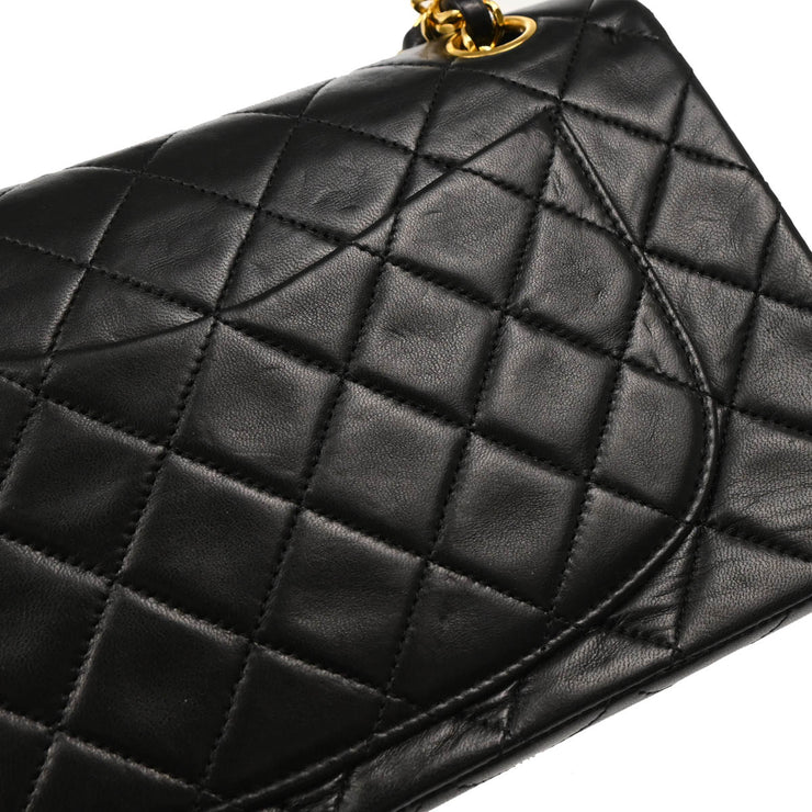 Chanel 1989-1991 Black Lambskin Small Classic Double Flap Shoulder Bag