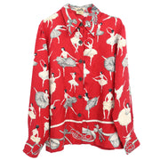 Hermes Shirt Blouse Red #44